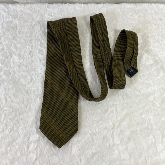 Structure Men's Tie Wool Silk Blend Earth tone small lines stripes - Picture 1 of 5